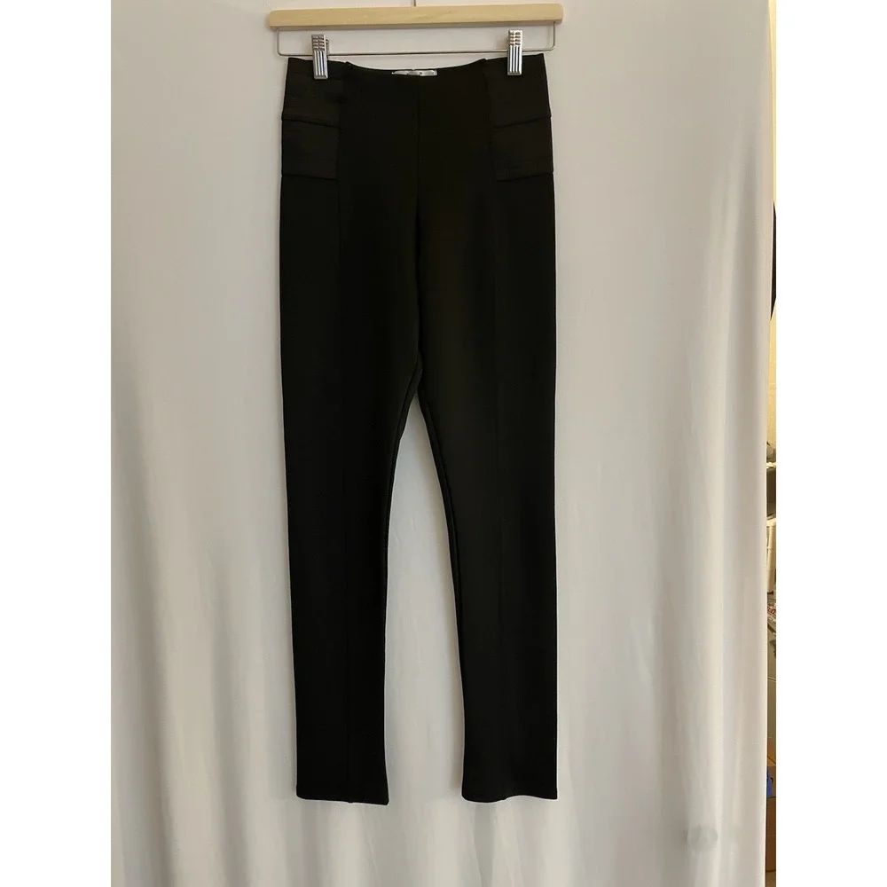 Papaya Leggings Women's Size Medium Black Side Elastic Vertical Seams Athleisure